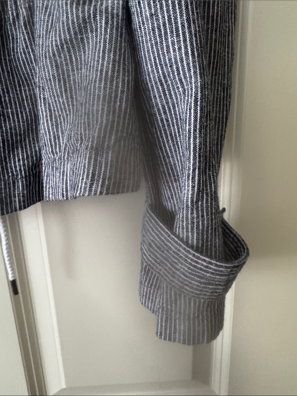 Striped Drawstring Funnel Neck Jacket - Gray - Picture 7 of 10